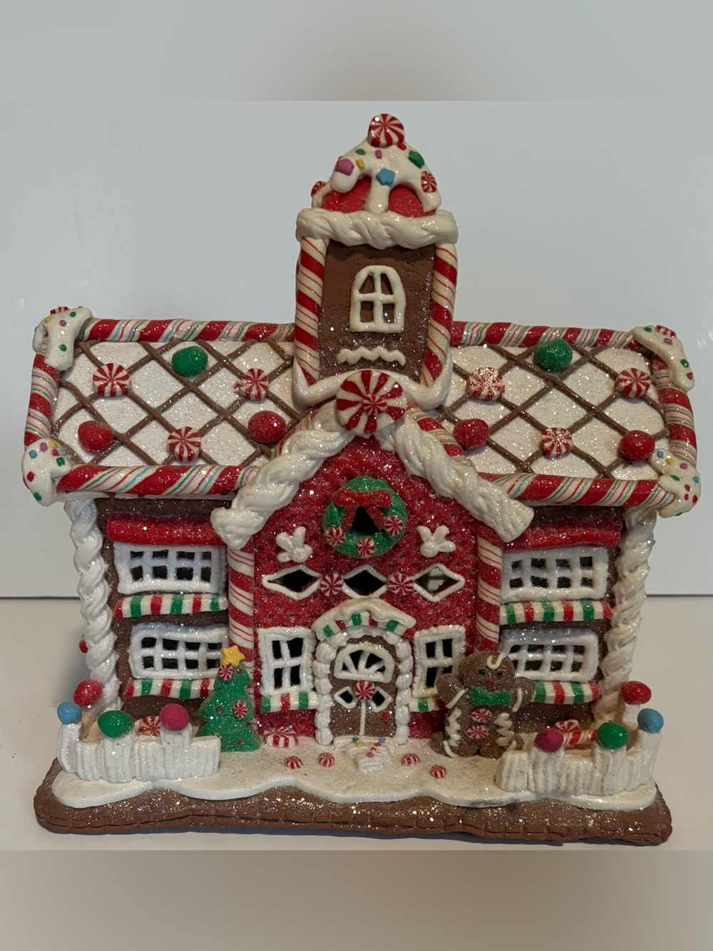 Light-Up Gingerbread Christmas House Glitter Candy Holiday Decor
